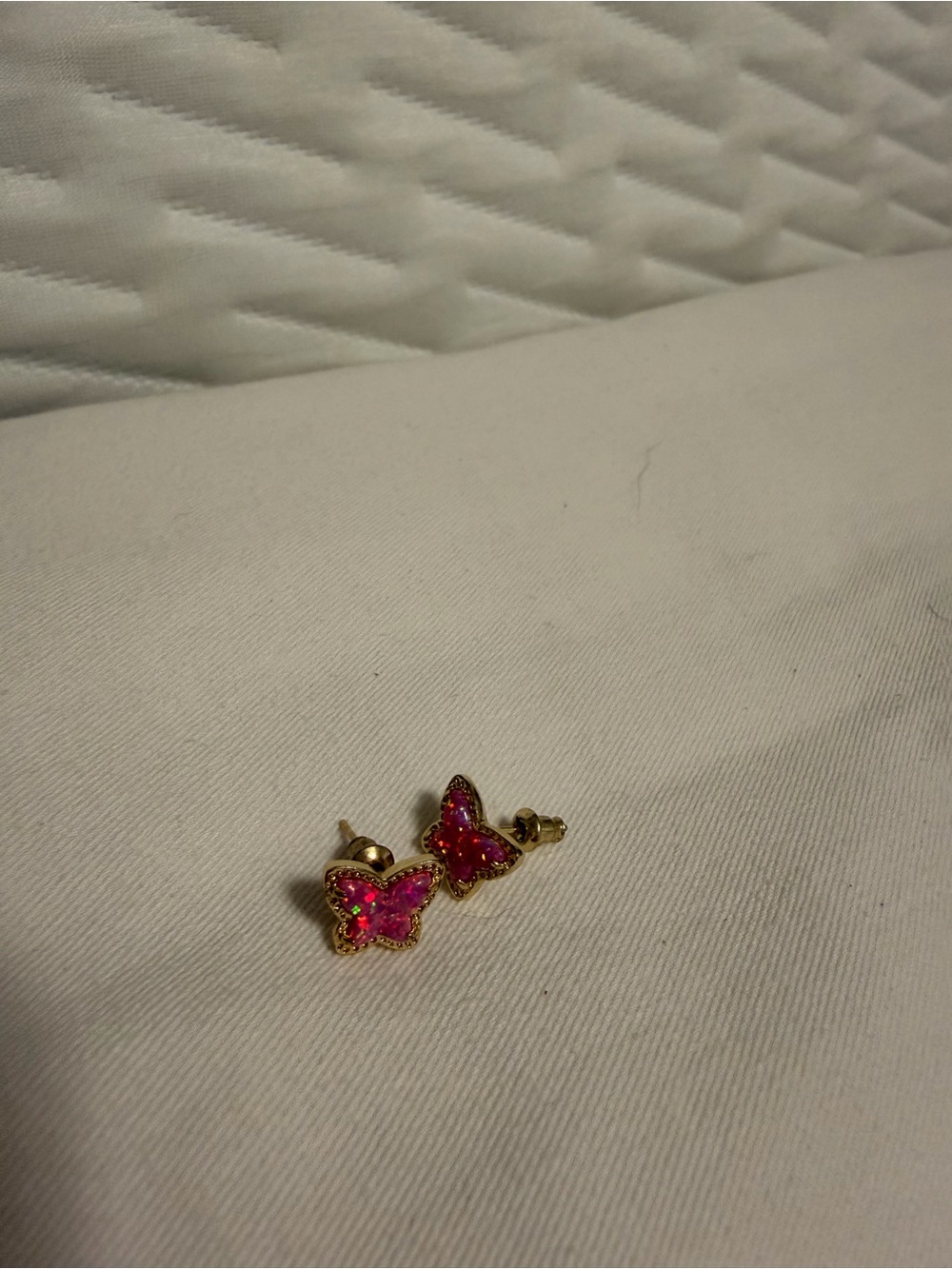 Kendra Scott Gold Butterfly Stud Earrings with Pink Crystals
